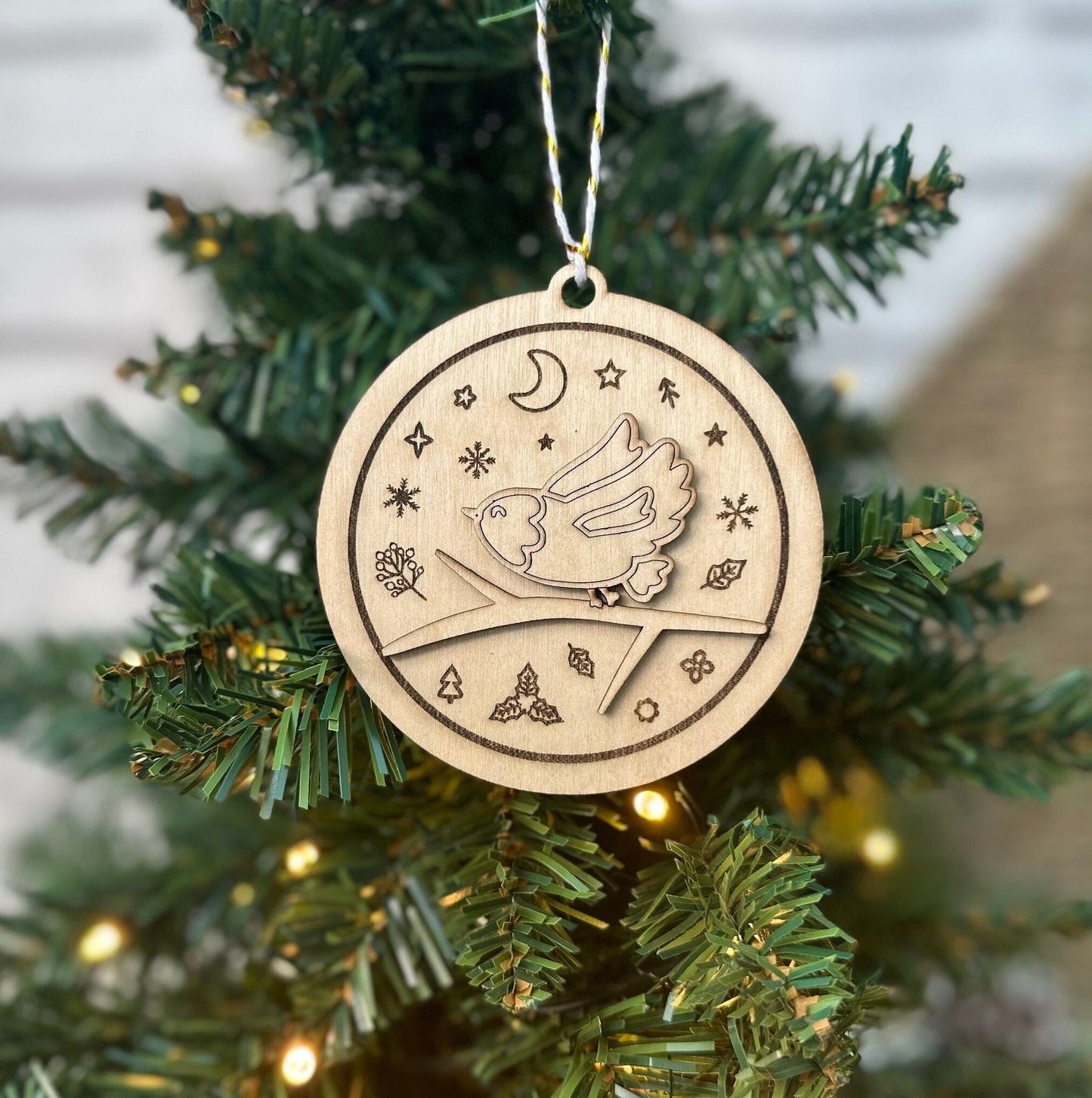 Wooden Christmas Animal Ornaments Pack of 3, Robin, Rabbit and Deer