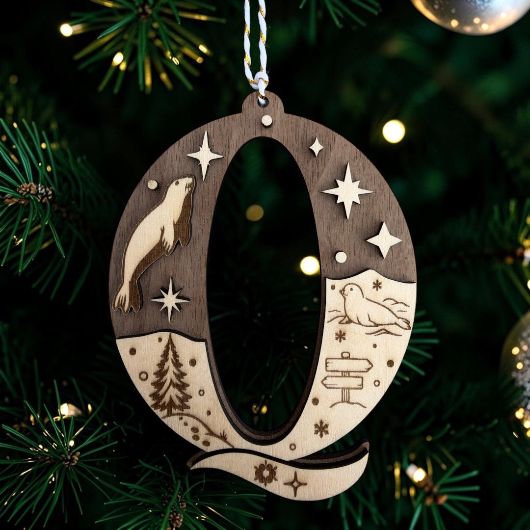 Wooden Letter Christmas Ornament, Custom Initial Christmas Tree Decoration