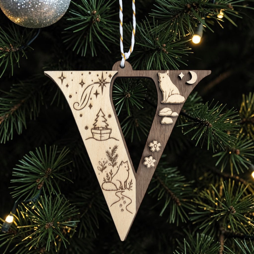 Wooden Letter Christmas Ornament, Custom Initial Christmas Tree Decoration