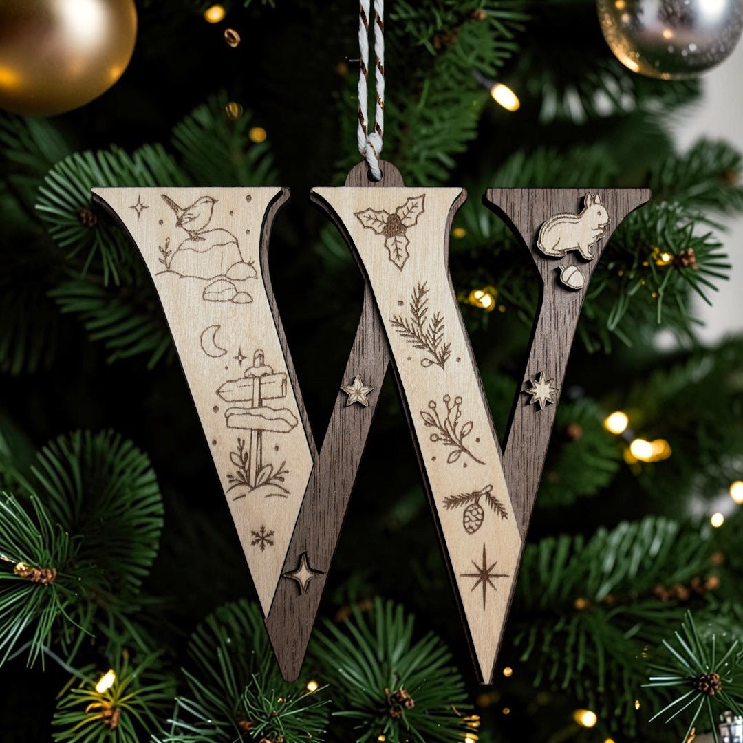 Wooden Letter Christmas Ornament, Custom Initial Christmas Tree Decoration