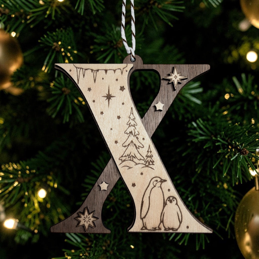 Wooden Letter Christmas Ornament, Custom Initial Christmas Tree Decoration