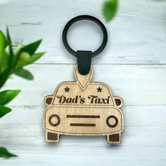 Dad's Taxi Wooden Car Key Ring