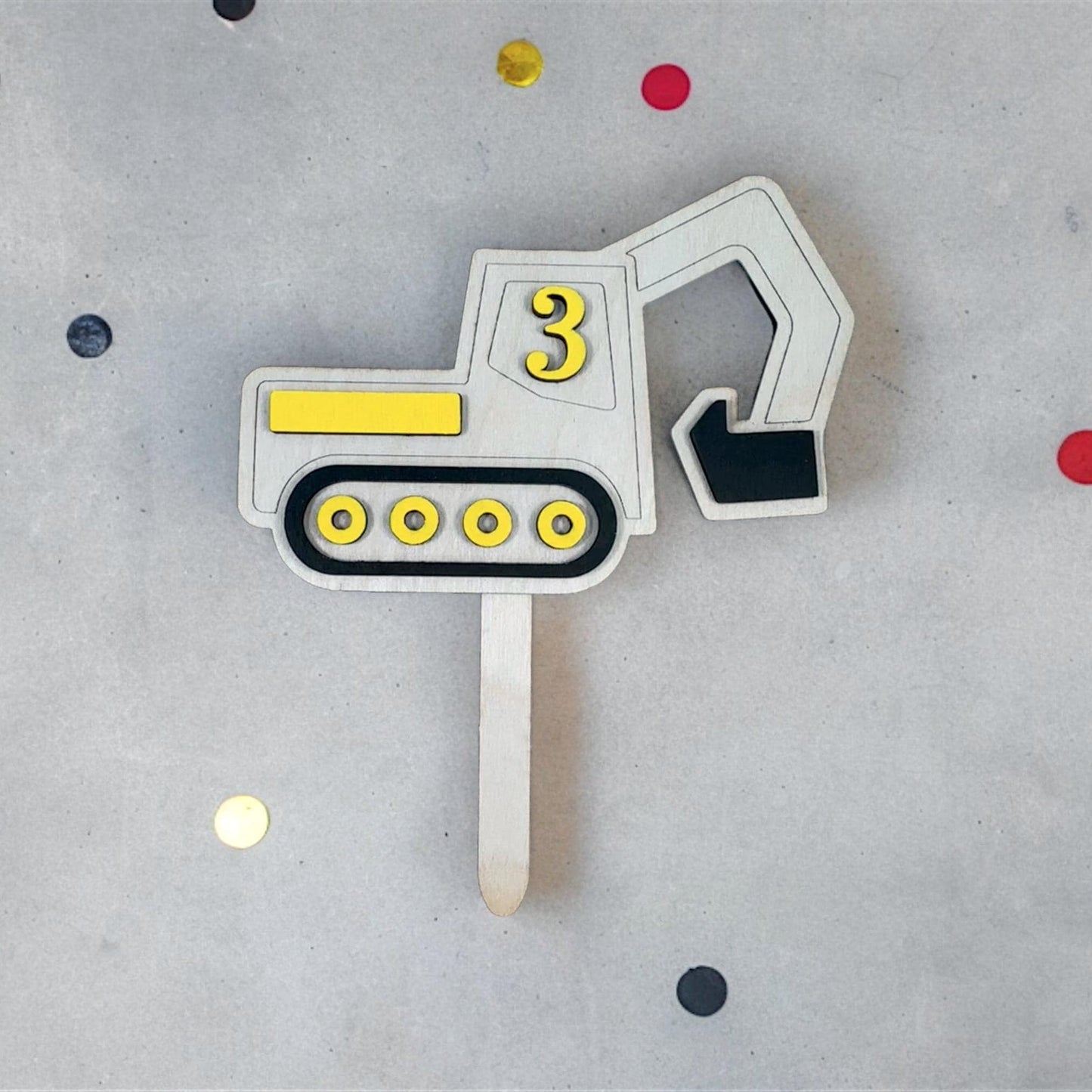 Digger Birthday Cake Topper - Age Three Years for Boys Birthday Party