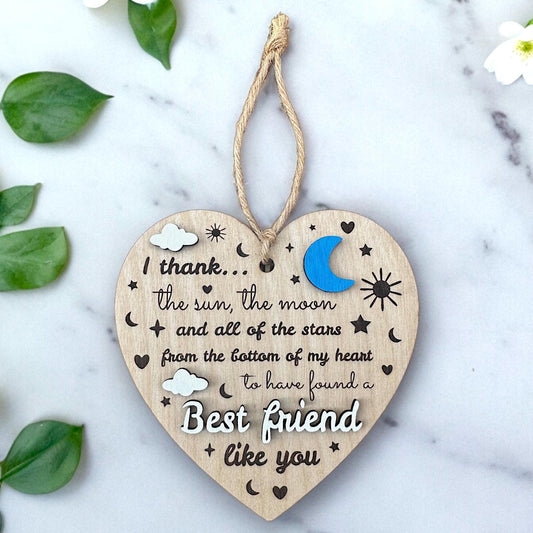 Best Friend Wall Decor - Poem and Painted Design, Hanging Wooden Wall Plaque