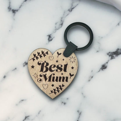 Key Chain Laser Cut and Engraved Gift for Mum - Choice of 3 - Plant Mum | Best Mum | Lovely Mum