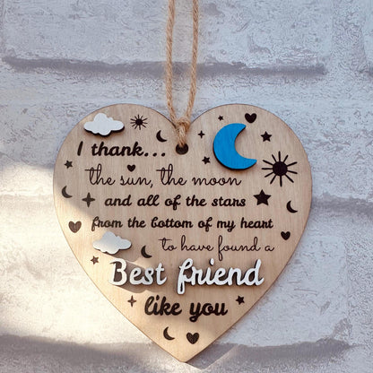 Best Friend Wall Decor - Poem and Painted Design, Hanging Wooden Wall Plaque