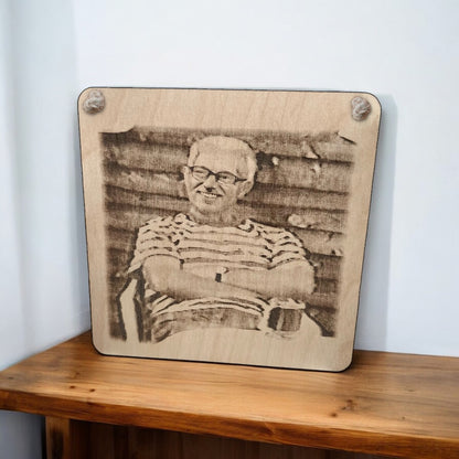 Personalised Engraved Wooden Photo Plaque for Family, Couples & Pets. Custom Sizes: Landscape, Portrait & Square