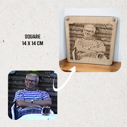 Personalised Engraved Wooden Photo Plaque for Family, Couples & Pets. Custom Sizes: Landscape, Portrait & Square