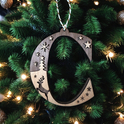 Wooden Letter Christmas Ornament, Custom Initial Christmas Tree Decoration