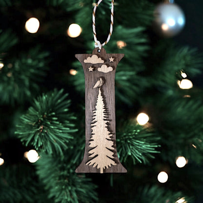 Wooden Letter Christmas Ornament, Custom Initial Christmas Tree Decoration