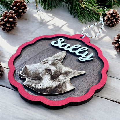 Personalised Pet Engraved Photo and Name Christmas Decoration