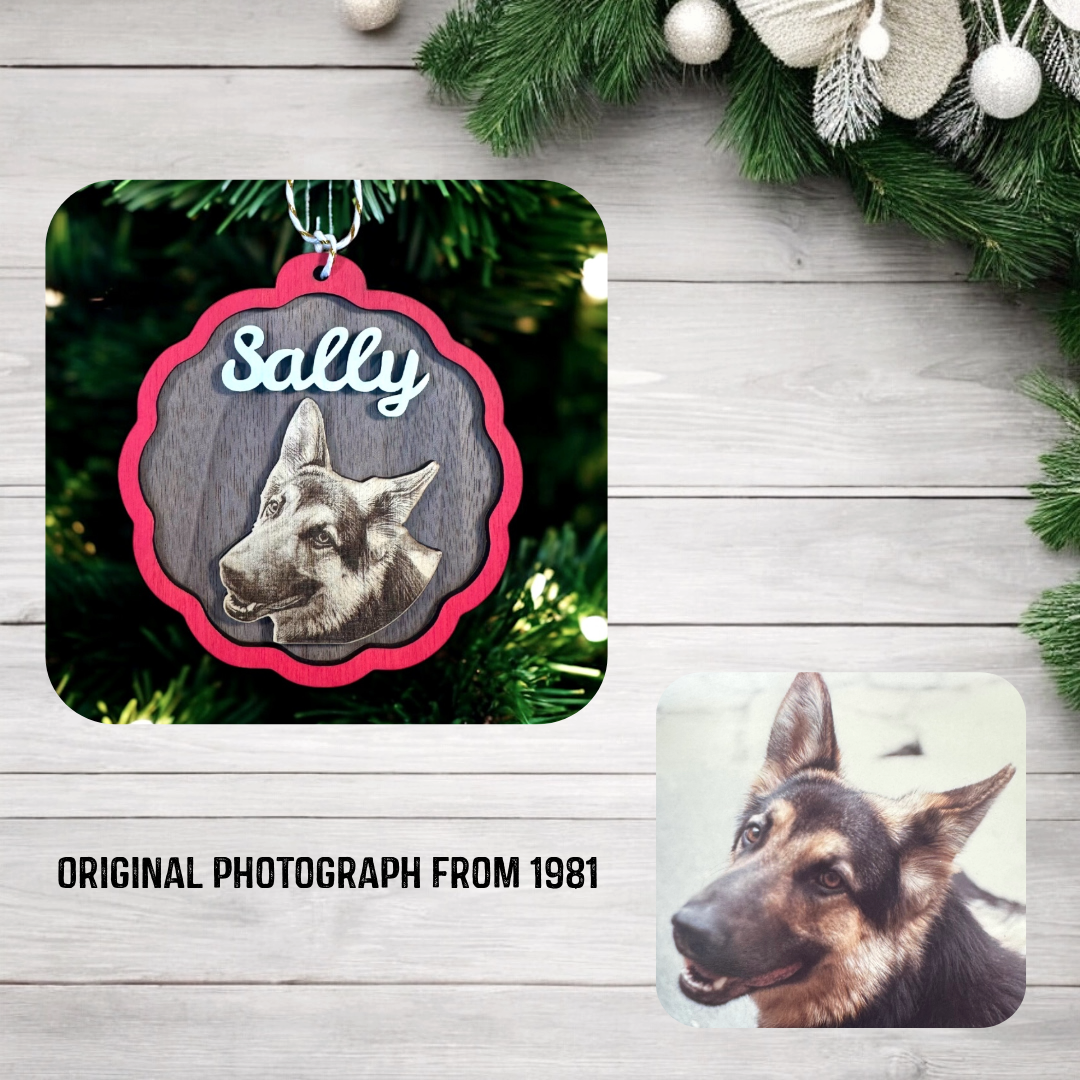 Personalised Pet Engraved Photo and Name Christmas Decoration