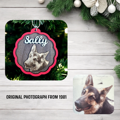 Personalised Pet Engraved Photo and Name Christmas Decoration