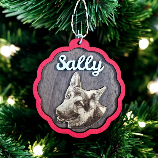 Personalised Pet Engraved Photo and Name Christmas Decoration