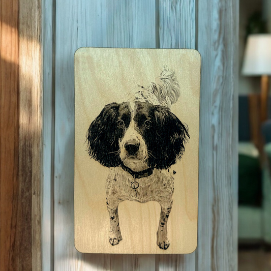 Personalised Engraved Wooden Photo Plaque for Family, Couples & Pets. Custom Sizes: Landscape, Portrait & Square