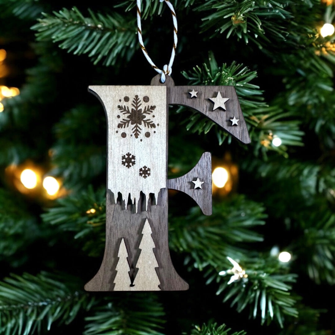 Wooden Letter Christmas Ornament, Custom Initial Christmas Tree Decoration