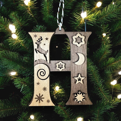 Wooden Letter Christmas Ornament, Custom Initial Christmas Tree Decoration