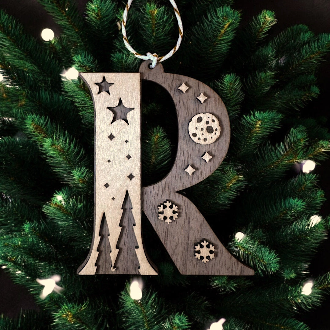 Wooden Letter Christmas Ornament, Custom Initial Christmas Tree Decoration