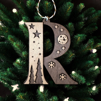Wooden Letter Christmas Ornament, Custom Initial Christmas Tree Decoration