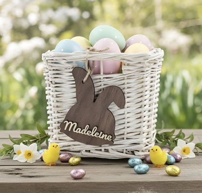 Personalised Easter Bunny Basket Tag - Wooden Name Tag