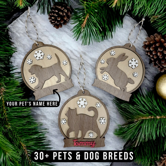 Personalised Pet Silhouette and Name Christmas Decoration