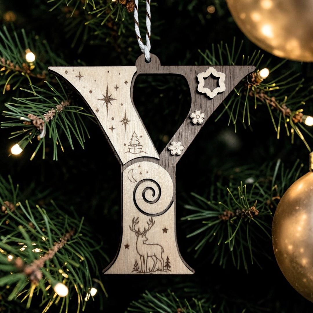 Wooden Letter Christmas Ornament, Custom Initial Christmas Tree Decoration