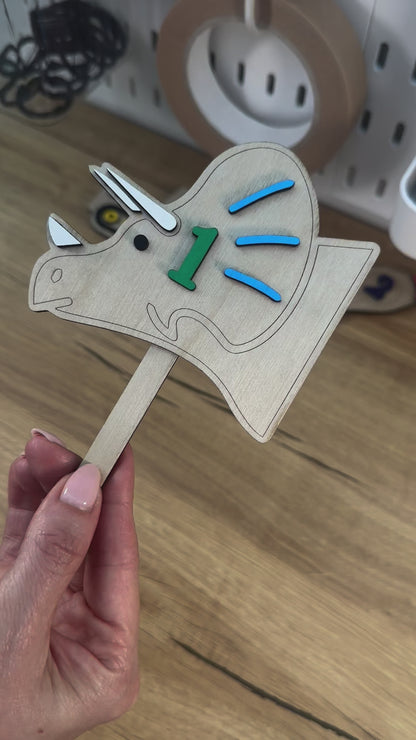 Triceratops Birthday Cake Topper - Age One Year Old for Boys Dinosaur Themed Birthday Party