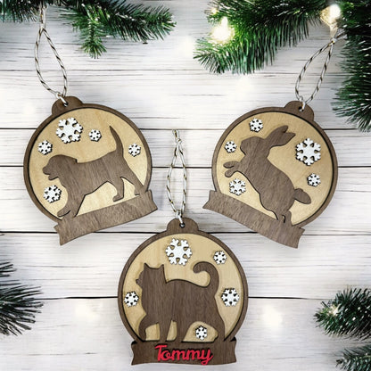 Personalised Pet Silhouette and Name Christmas Decoration